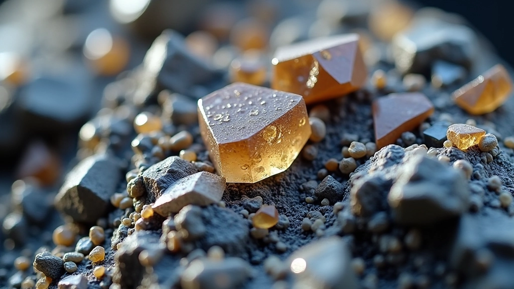 Artima nuotrauka granito paviršiaus, mineralai matomi aiškiai, skaidri kvarco kristalai ir rožinė feldspatai
